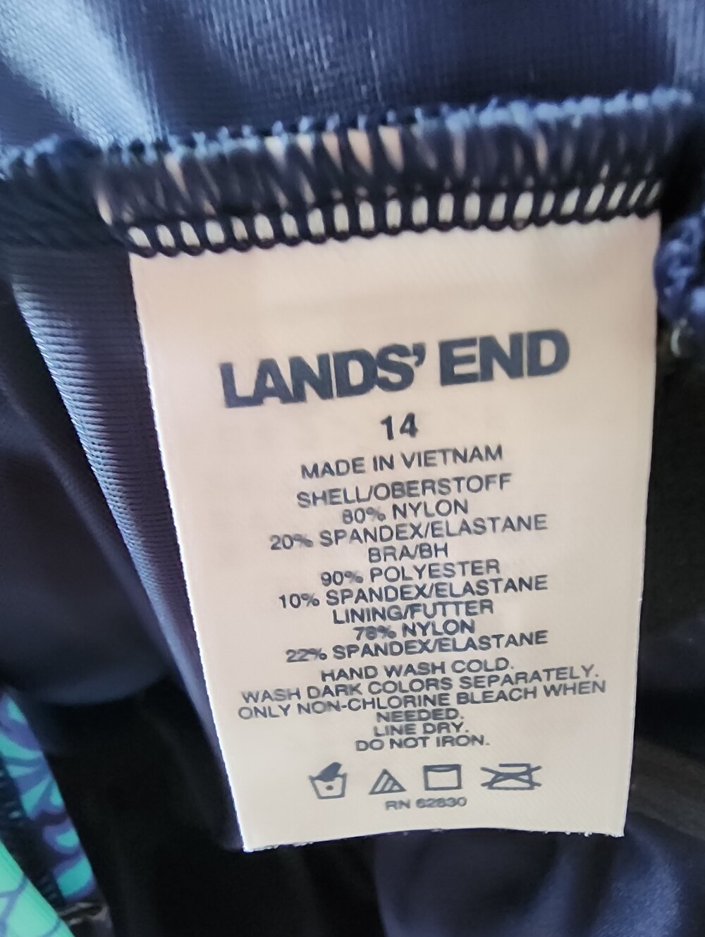 Lands' End Navy Floral Tank with Bright Teal Print - Picture 5 of 5